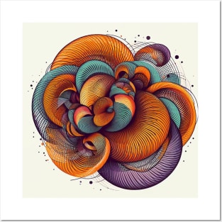 Psychedelic looking abstract illustration of geometric swirls Posters and Art